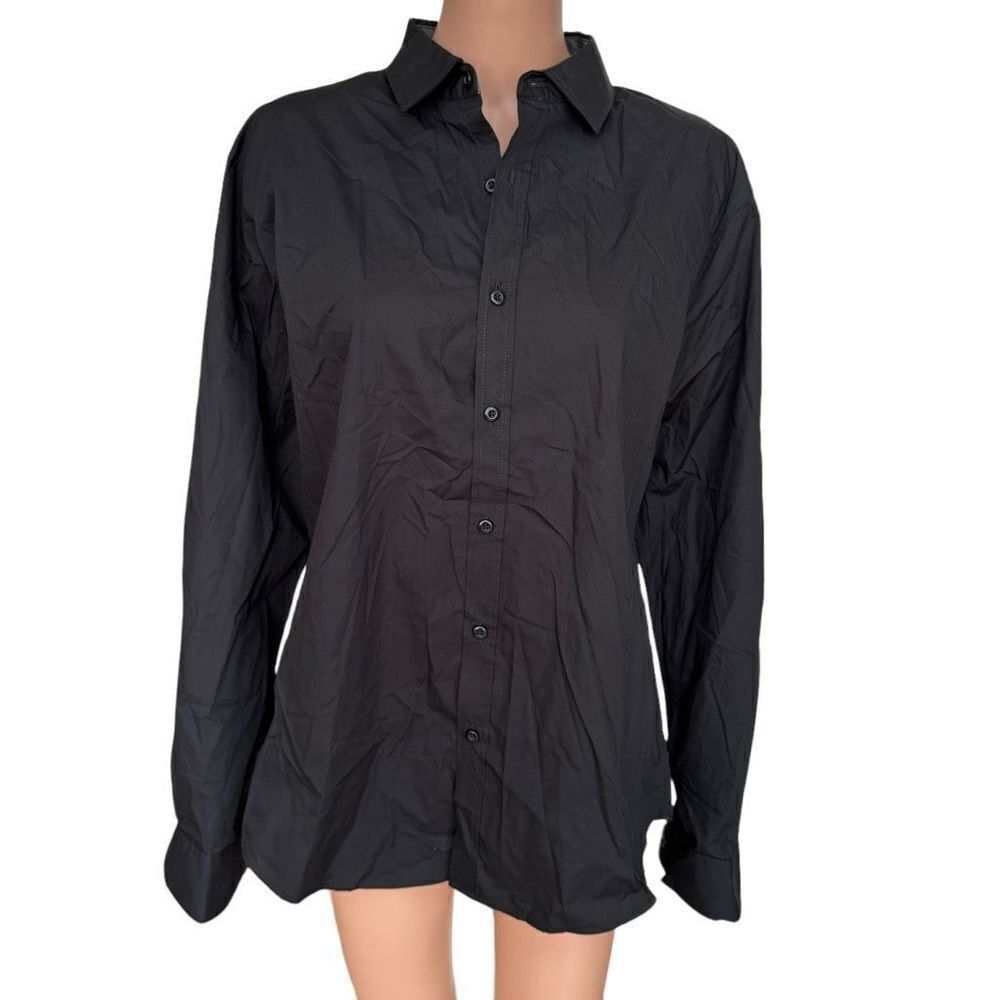 Beverly Hills Polo Club Mens Button-Up Shirt Long Sleeve Black textured XL NWOT